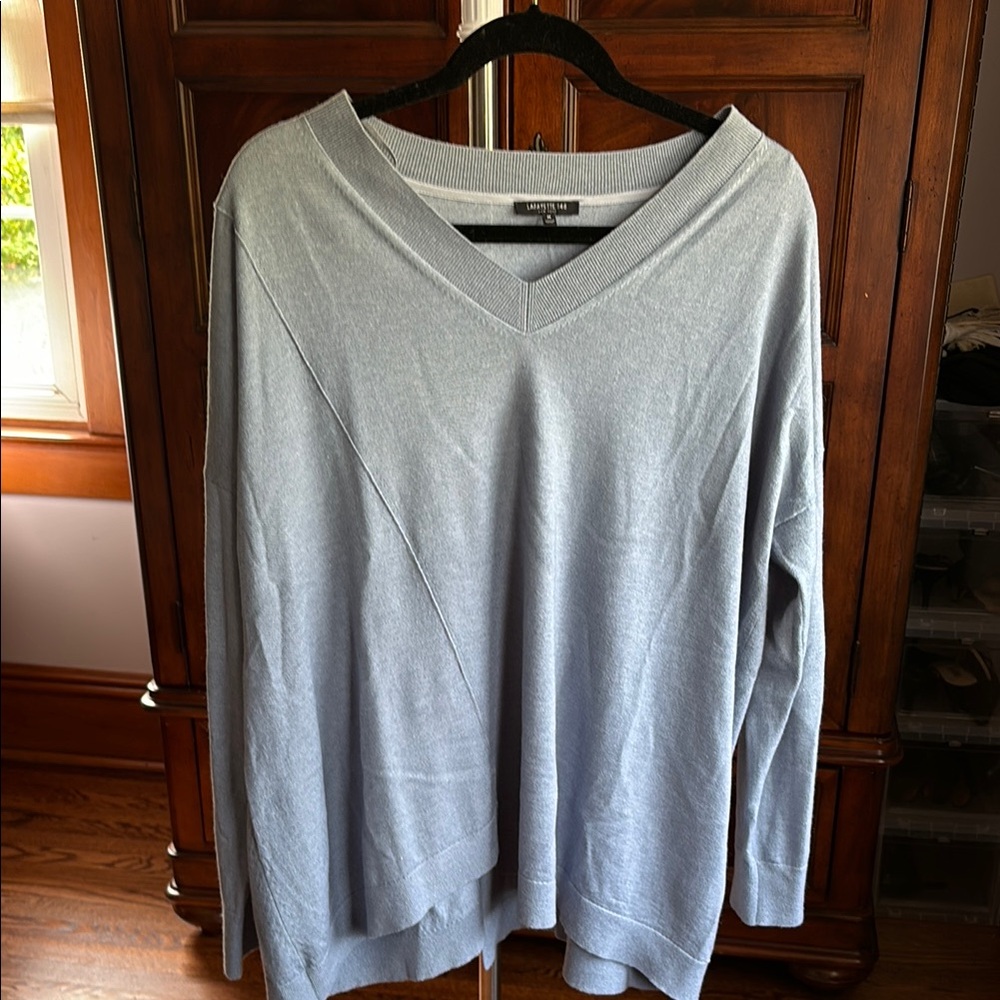 Lafayette 148 New York Gray Crew Neck Sweater Soft Knit